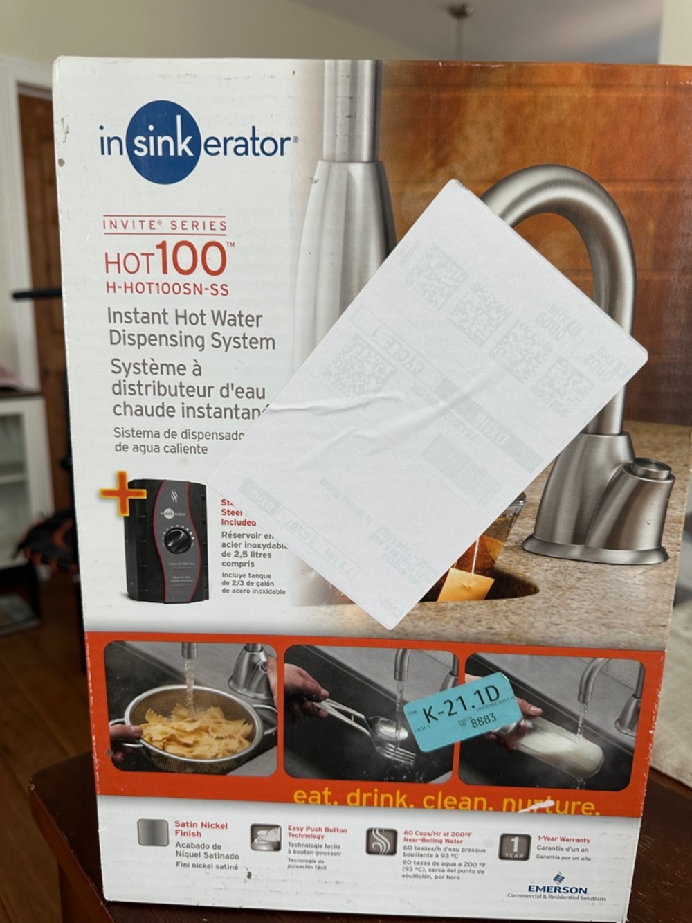 InSinkErator Hot 100 Instant Hot Water Tank - new in box - Picture 3 of 6